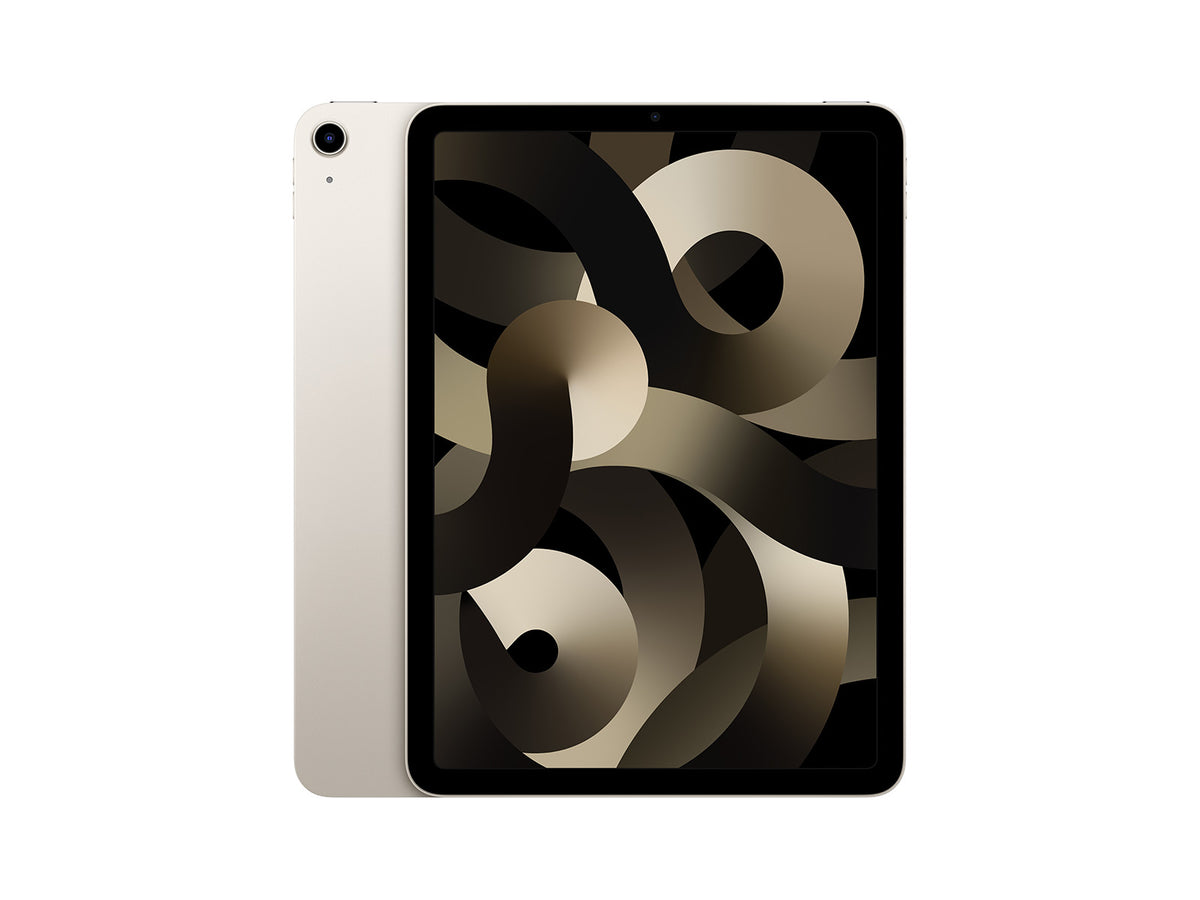 iPad Air i stjernelys farve med abstrakt skærmbillede.