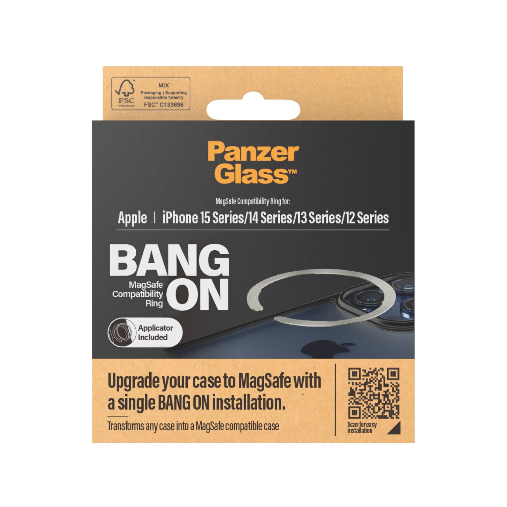 PanzerGlass™ BANG ON MagSafe compatibility ring til iPhone 15/14/13/12