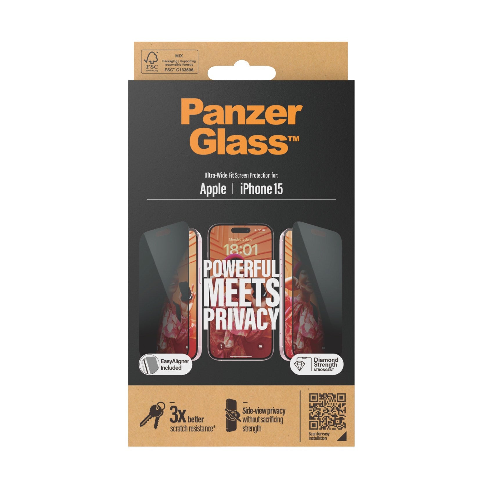 PanzerGlass™ iPhone 15 UWF Privacy