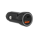 Sinox 12V dobbelt USB biloplader. USB-A 18W + USB-C 20W