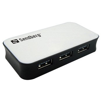 Sandberg USB 3.0 Hub 4 porte (3+1 porte), Hvid/Sort