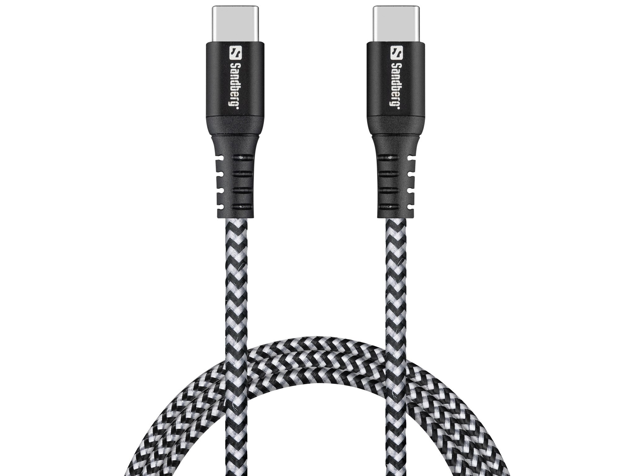 Sandberg USB-C til USB-C Kabel Survivor, Sort/Hvid (1m)