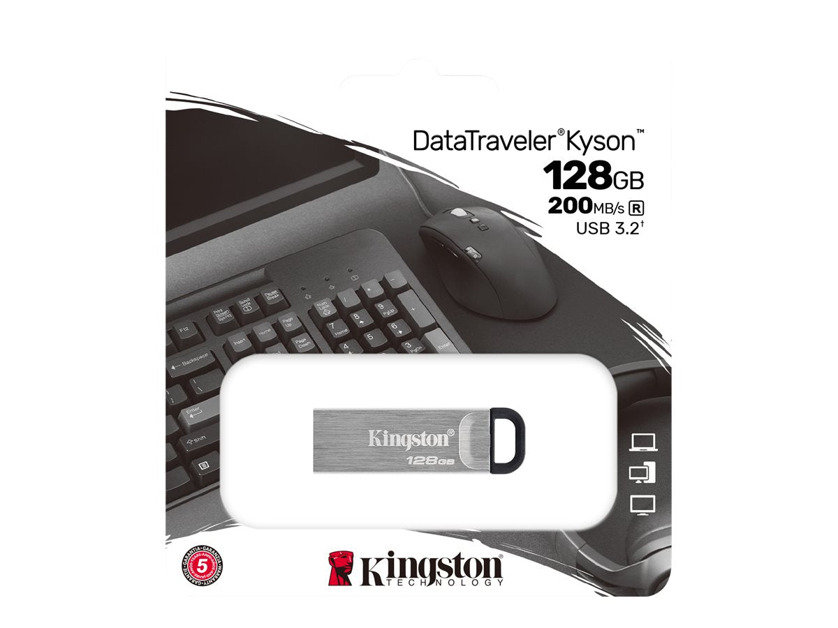 Kingston DataTraveler Kyson 128GB, USB 3.2, Sølv